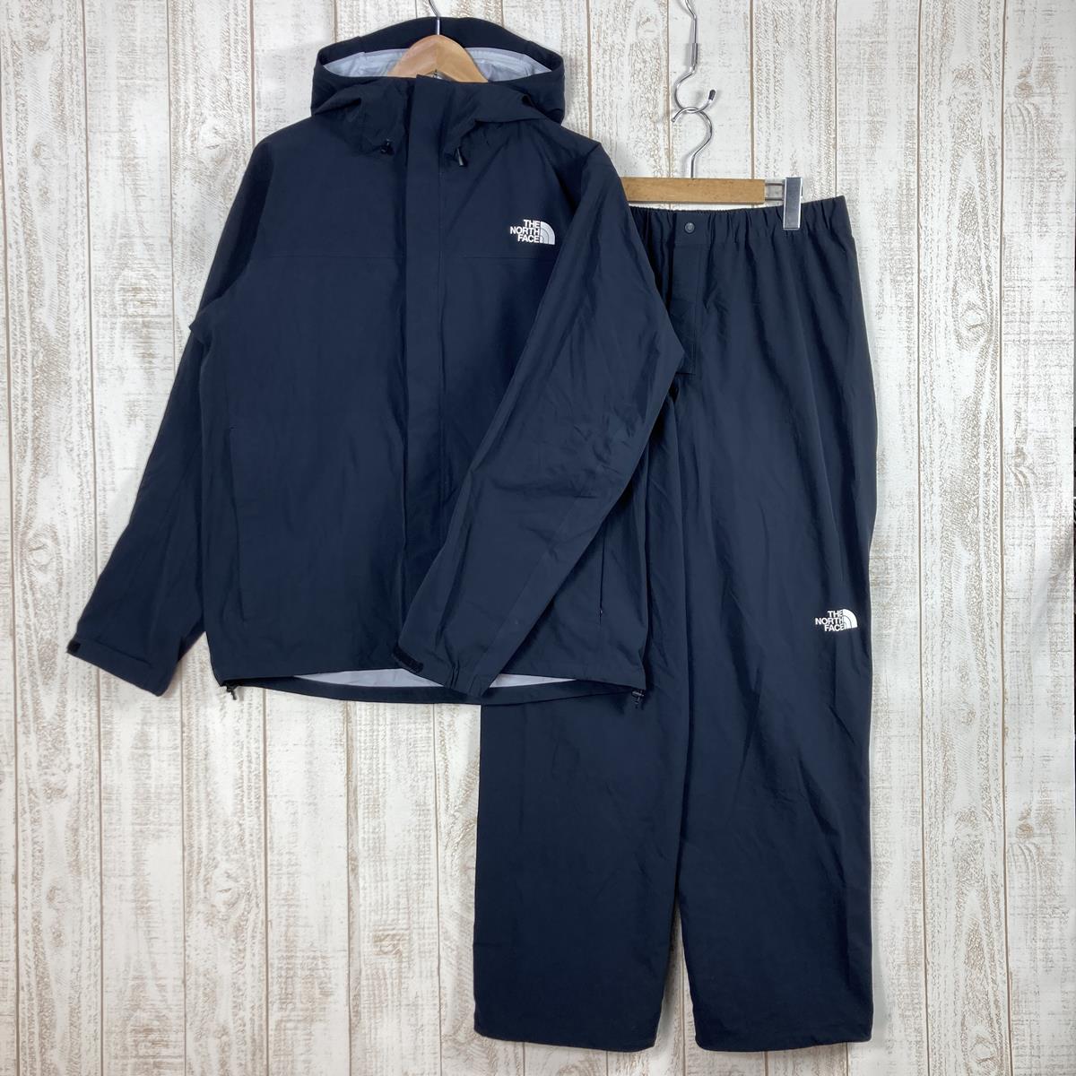 【MEN's L】 ノースフェイス マウンテン シェルター Mountain Shelter HyVent防水透湿 ストレッチ レインシェル ジャケット パンツ セットアップ レインスーツ NORTH FACE NP12014Z K Black ブラック系