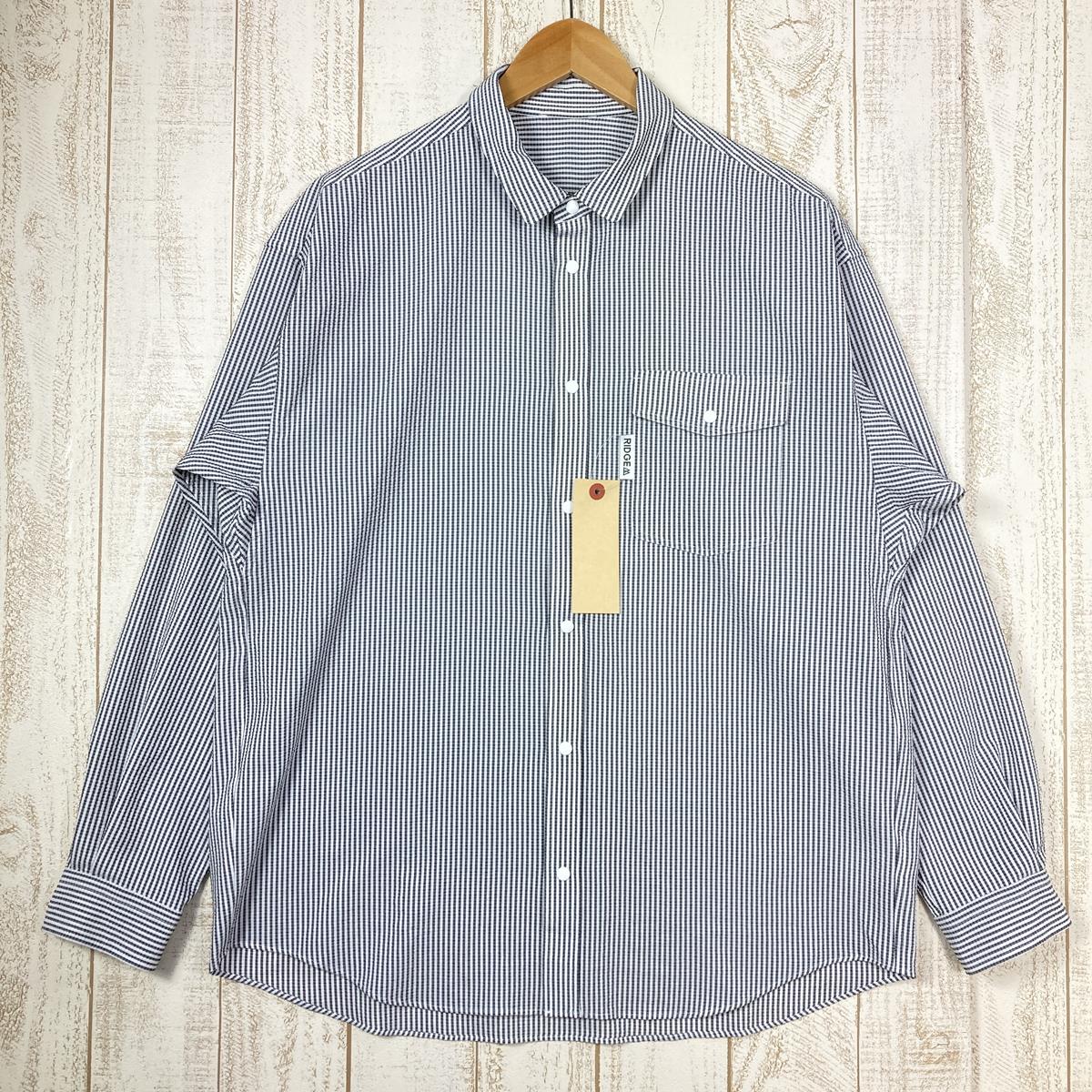 【MEN's L】 リッジマウンテンギア ベーシック ロングスリーブ シャツ ストライプ Basic Long Sleeve Shirt Stripe 長袖 RIDGE MOUNTAIN GEAR Grey / White ホワイト系