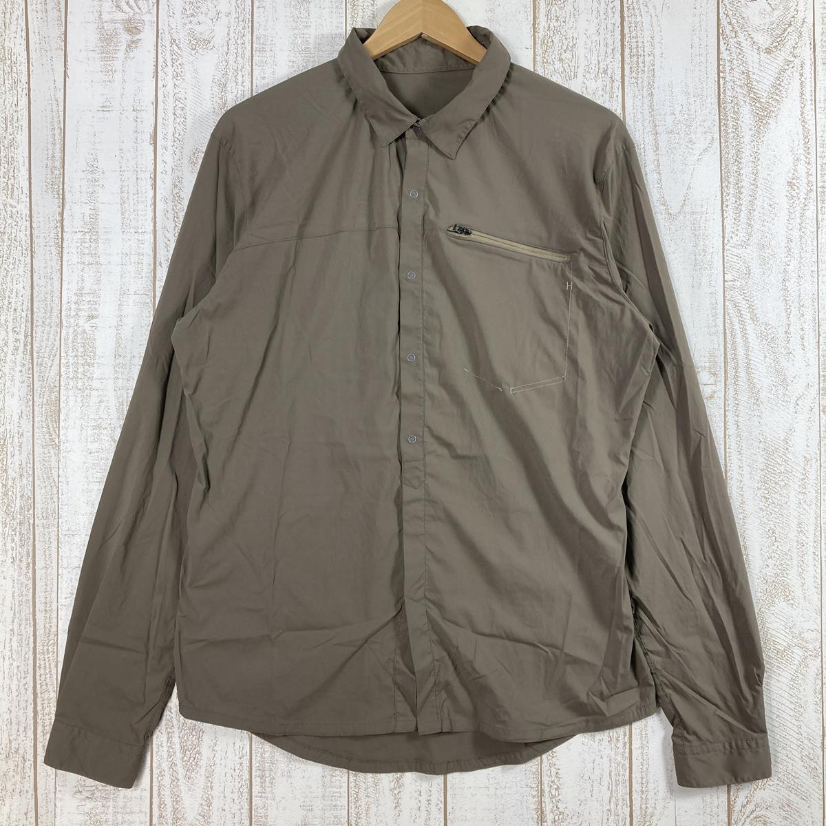 【MEN's L】 フーディニ ワフト シャツ Waft Shirt ロングスリーブ ストレッチ 生産終了モデル 入手困難 HOUDINI Cheroot Brown ベージュ系