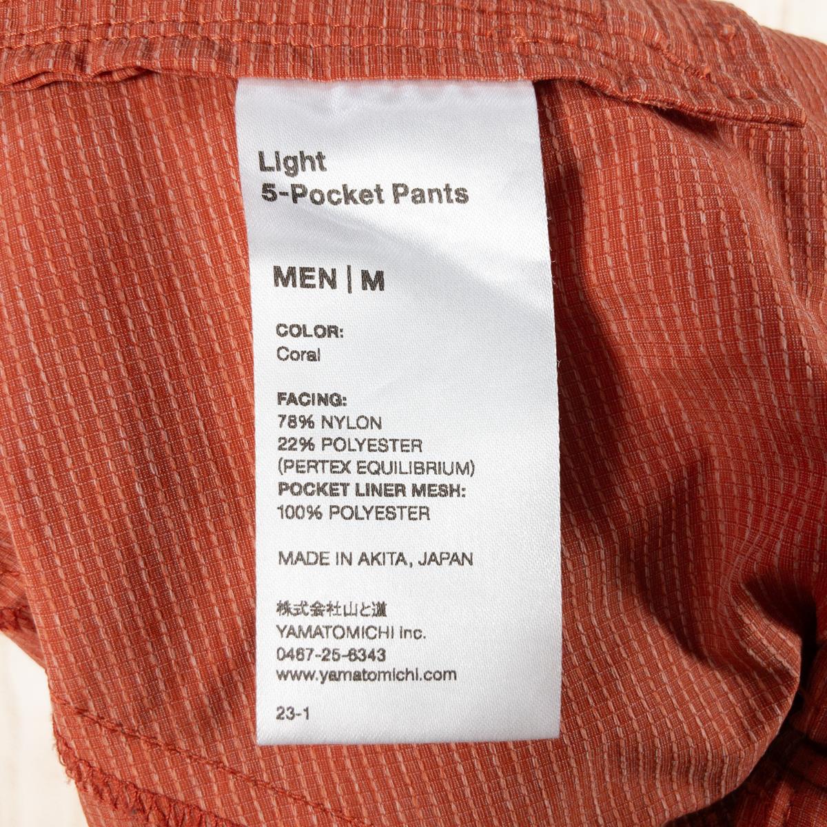 【MEN's M】 山と道 ライト ファイブ ポケット パンツ Light 5-Pocket Pants 生産終了カラー 入手困難 YAMATOMICHI coral オレンジ系