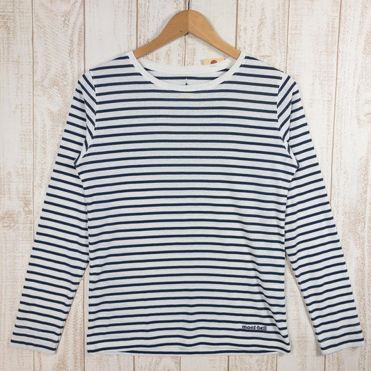 【WOMEN's L】 モンベル WIC.ボーダー ロングスリーブT 長袖 ウィックロン Tシャツ MONTBELL 1114544 IV/DN ブルー系