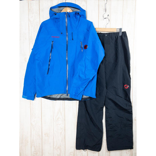 【MEN's M】 マムート ゴアテックス サンダー ストーム レイン スーツ Gore-Tex Thunderstorm Rain-Suit レインシェル ジャケット パンツ セットアップ 上下セット MAMMUT 1010-12721 Dark Marlin / black ブルー系