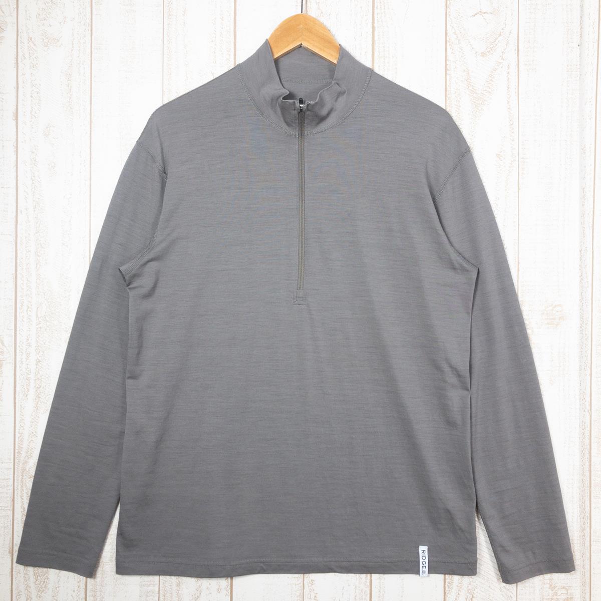 【MEN's L】 リッジマウンテンギア メリノウール ハーフジップスタンドカラー Merino Half Zip Stand Collar ロングスリーブ シャツ RIDGE MOUNTAIN GEAR チャコール系