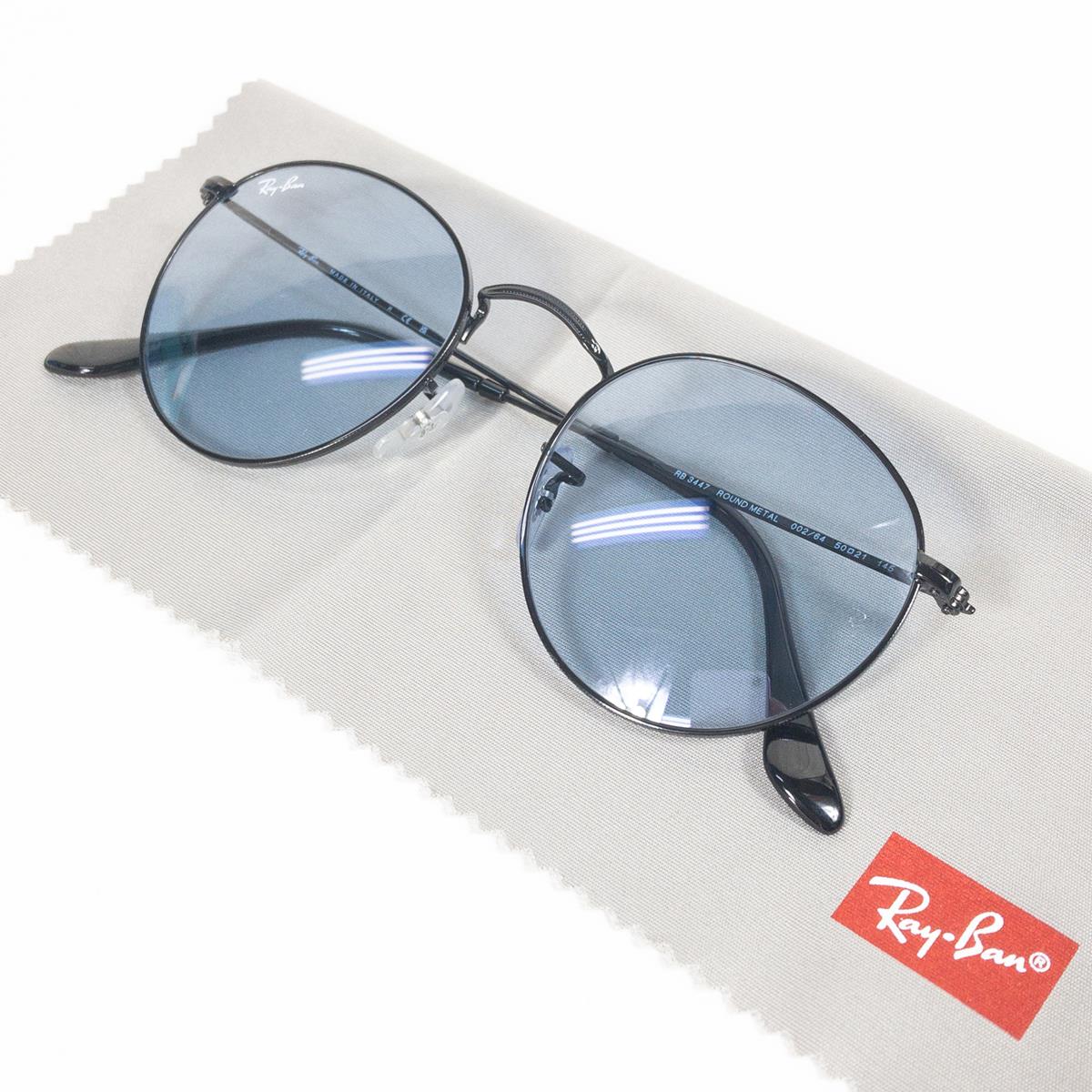 レイバン RB3447 ラウンドメタル ウォッシュドレンズ Round Metal Washed Lenses サングラス RAYBAN 0RB3447/RB3447 002/64 Black / Blue Grey ブラック系