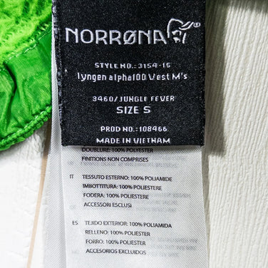 Norrona 男式 Lyngen Alpha 100 背心 (3460)，Jungle Fever，尼龙羊毛背心，带 Polartec Alpha，小号，绿色 (z000528)