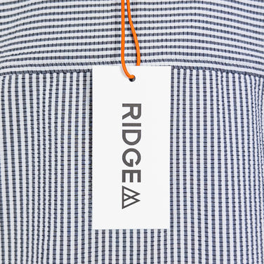 Men's Medium Gray Ridge Mountain Gear Basic Short Sleeve Shirt Stripe Gray/White Polyester Top