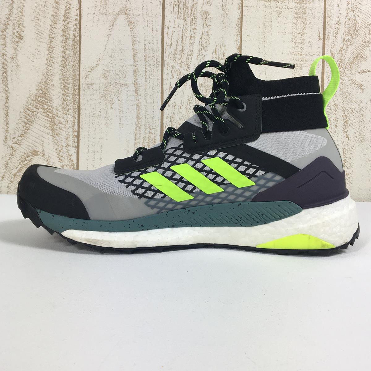 【男式 26.0 厘米灰色】Adidas Terrex Free Hiker 徒步鞋 FW8685 男式灰色/核心黑色/信号绿色登山鞋鞋类