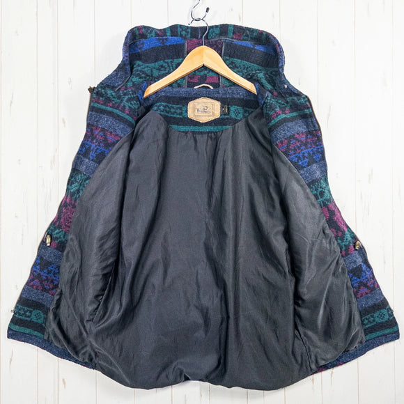 【Unisex S ネイビー系】 1980s Woolrich ( ウールリッチ ) ネイティブ ウール フーデッド ジャケット ビンテージ オリジナル 入手困難 ウール ウェア トップス アウター ジャケット ウール z00052829  ウール アウター ジャケッ