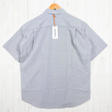 Men's Large Gray Ridge Mountain Gear Basic Short Sleeve Shirt Stripe Gray/White Polyester Top