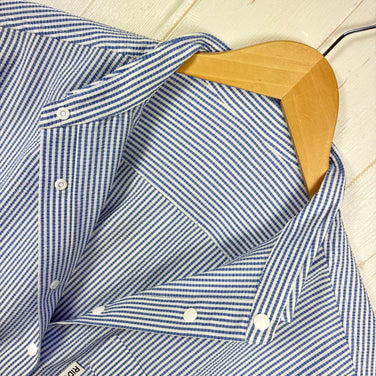 【Women's L ブルー系】 Ridge Mountain Gear ( リッジマウンテンギア ) ベーシック ショートスリーブ シャツ ストライプ Basic Short Sleeve Shirt Stripe  Blue × White z00055796 B