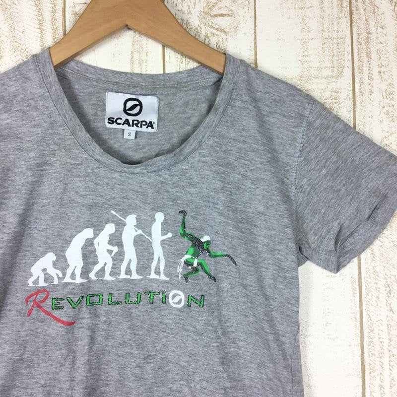 【WOMEN's S】 スカルパ REVOLUTION ショートスリーブ クライミング Tシャツ SCARPA グレー系