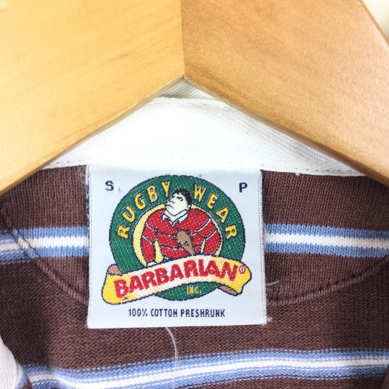 【MEN's S】 バーバリアン ラグビーシャツ ラガーシャツ カナダ製 BARBARIAN ブラウン系
