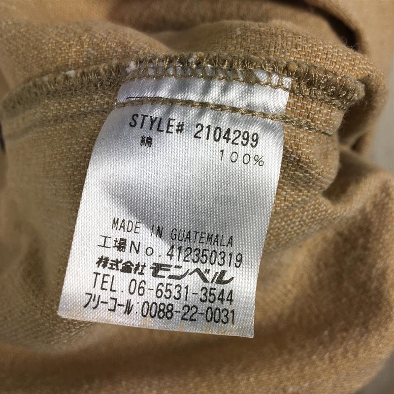 【MEN's M】 モンベル グアテマランハンドウーブン ヘンリーネックシャツ ショートスリーブ 生産終了モデル 入手困難 MONTBELL 2104299 ベージュ系
