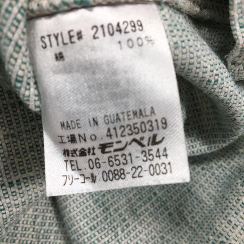【MEN's L】 モンベル グアテマランハンドウーブン ヘンリーネックシャツ ショートスリーブ 生産終了モデル 入手困難 MONTBELL 2104299 グリーン系