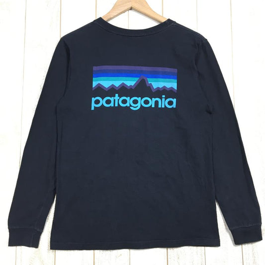 【MEN's XS】 パタゴニア バックロゴ ロングスリーブ Tシャツ オーガニックコットン PATAGONIA ブラック系